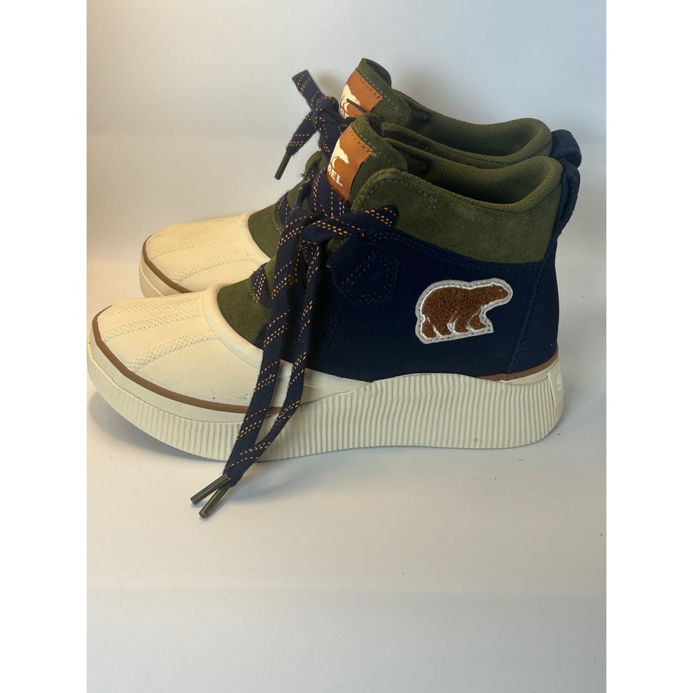 Sorel Out N About III‎ Conquest Waterproof Boots Navy Green NL5152-467 Kids 6.5